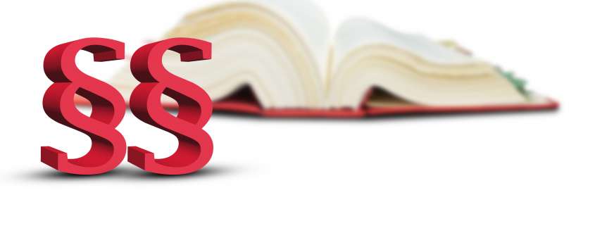 aufgeschlagenes Buch mit rotem Paragraphenzeichen