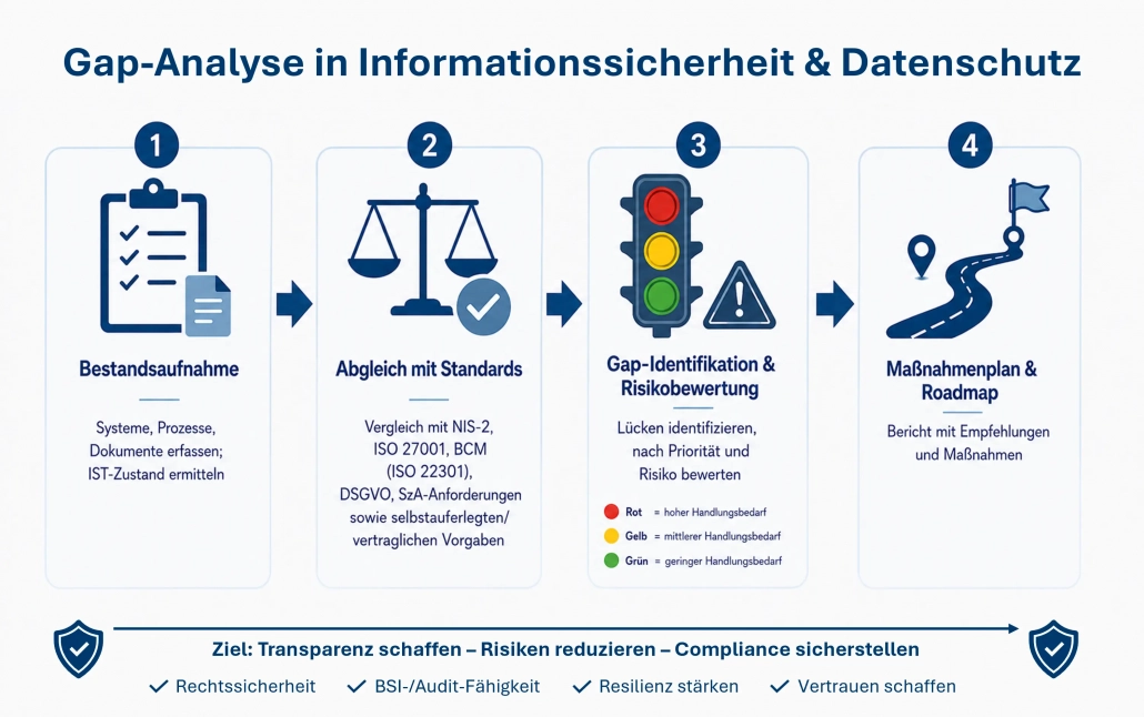 Was eine Gap-Analyse in Informationssicherheit und Datenschutz leistet