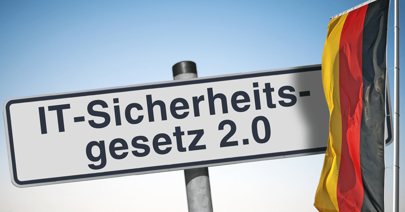 Schild IT-SiG 2.0 und Deutschlandfahne
