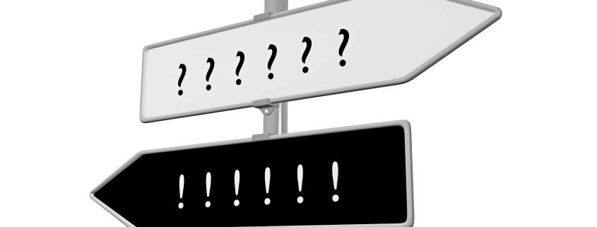 Verkehrsschilder schwarz weiß ausrufezeichen, fragezeichen